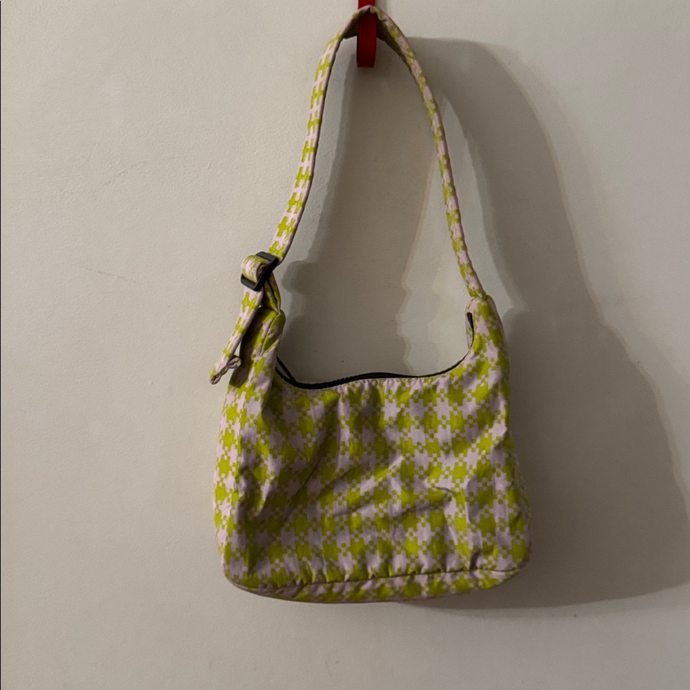 BAGGU: Pink Pistachio Pixel Gingham Mini Shoulder Bag - Picture 2 of 3